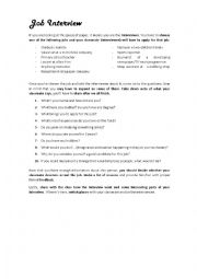 English Worksheet: Job Interview - Speaking Exercise