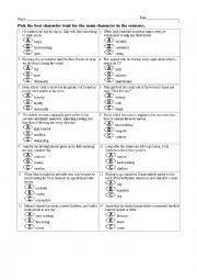 English Worksheet: Main Characters and Characters