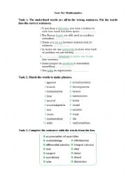 Test on the topic Mathematics