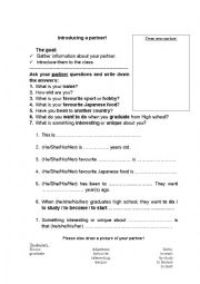 English Worksheet: Introduce a partner