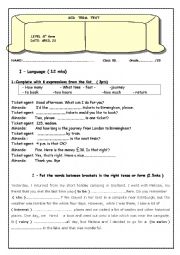 English Worksheet: Mid term test 3