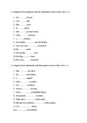 English Worksheet: Verb to be