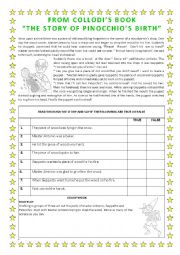 English Worksheet: The story of Pinocchios birth