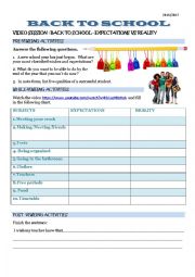 English Worksheet: Icebreaking activity- VIDEO SESSION: BACK TO SCHOOL - EXPECTATIONS VS REALITY