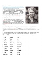 English Worksheet: Eleanor Roosevelt Class