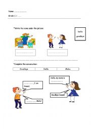 English Worksheet: hello, goodbye worksheet