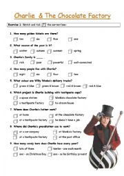 English Worksheet: charlie and the chocolate factory