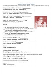 English Worksheet: When we were young - ADELE