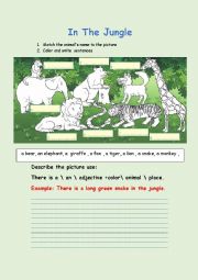 English Worksheet: IN THE JUNGLE