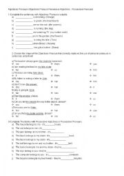 Adjectives Pronouns. Objectives Pronoun. Possessive Adjectives . Possessive Pronouns