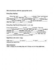 English Worksheet: Pres Simple and Pres Continuous Fill in the Blank