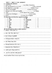 English Worksheet: Whats your address?