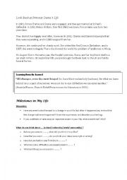 English Worksheet: Past Tense - Article Milestones of My Life