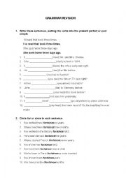 English Worksheet: Perfect Tenses Revision