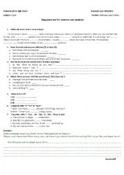 English Worksheet: Diagnostic test 