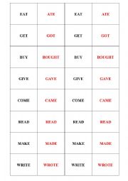 English Worksheet: Irregular Verbs Memory