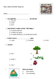 English Worksheet: Where the Wild Things are
