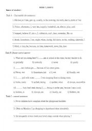 English Worksheet: under way test to unit 1