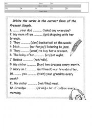 English Worksheet: Present simple Test