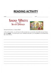 English Worksheet: SNOW-WHITE WRITING ACTIVITY