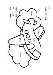 English Worksheet: COLOUR THE PLANE