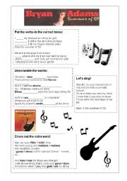 English Worksheet: Summer of 69 by Bryan Adams