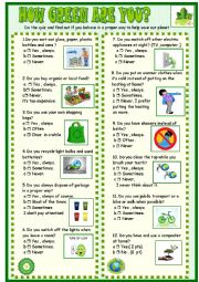 English Worksheet: How green are you :new updated and simplified quiz