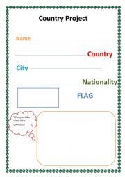 English Worksheet: country project for kids