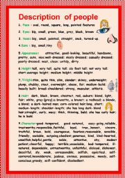 English Worksheet: Describing  of people 