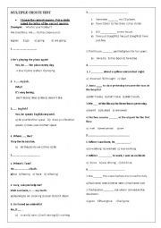 English Worksheet: multiple choice test/ revision 
