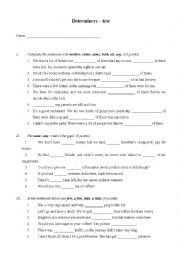 English Worksheet: Determiners_TEST