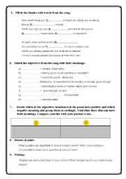 English Worksheet: Logical song activities