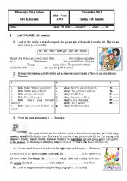 English Worksheet: mid-term test1 7th form