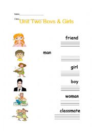 English Worksheet: Boys&Girls