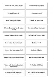 English Worksheet: Questions & Answers - Pairs