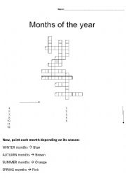 English Worksheet: Months of the year (crossword)