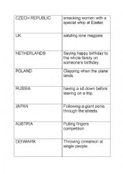 English Worksheet: customs games