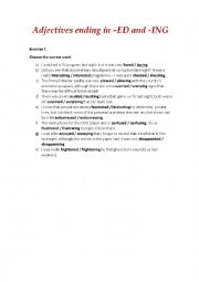 English Worksheet: Adjectives ending in -ED and -ING (with answer key)