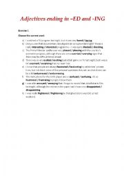 English Worksheet: Adjectives ending in -ED and -ING (with answer key)
