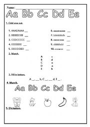 English Worksheet: Letters revision (A-E)