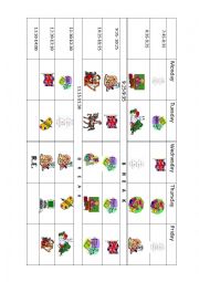 English Worksheet: Timetable