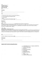 English Worksheet: writing a CV