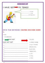 English Worksheet: I have got...