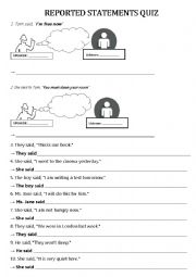English Worksheet: REPORTED STATEMENTS
