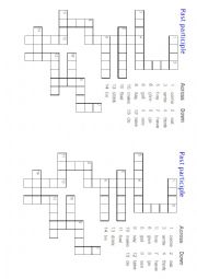 English Worksheet: past participle crosswords