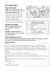 English Worksheet: Lets have a party!