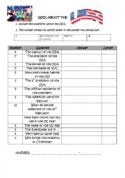 English Worksheet: Quiz about the USA