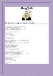 English Worksheet: Song cheap thrills (Sia)