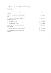 English Worksheet: Tag Questions