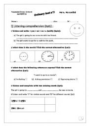 English Worksheet: Test 7th form Tunisian program